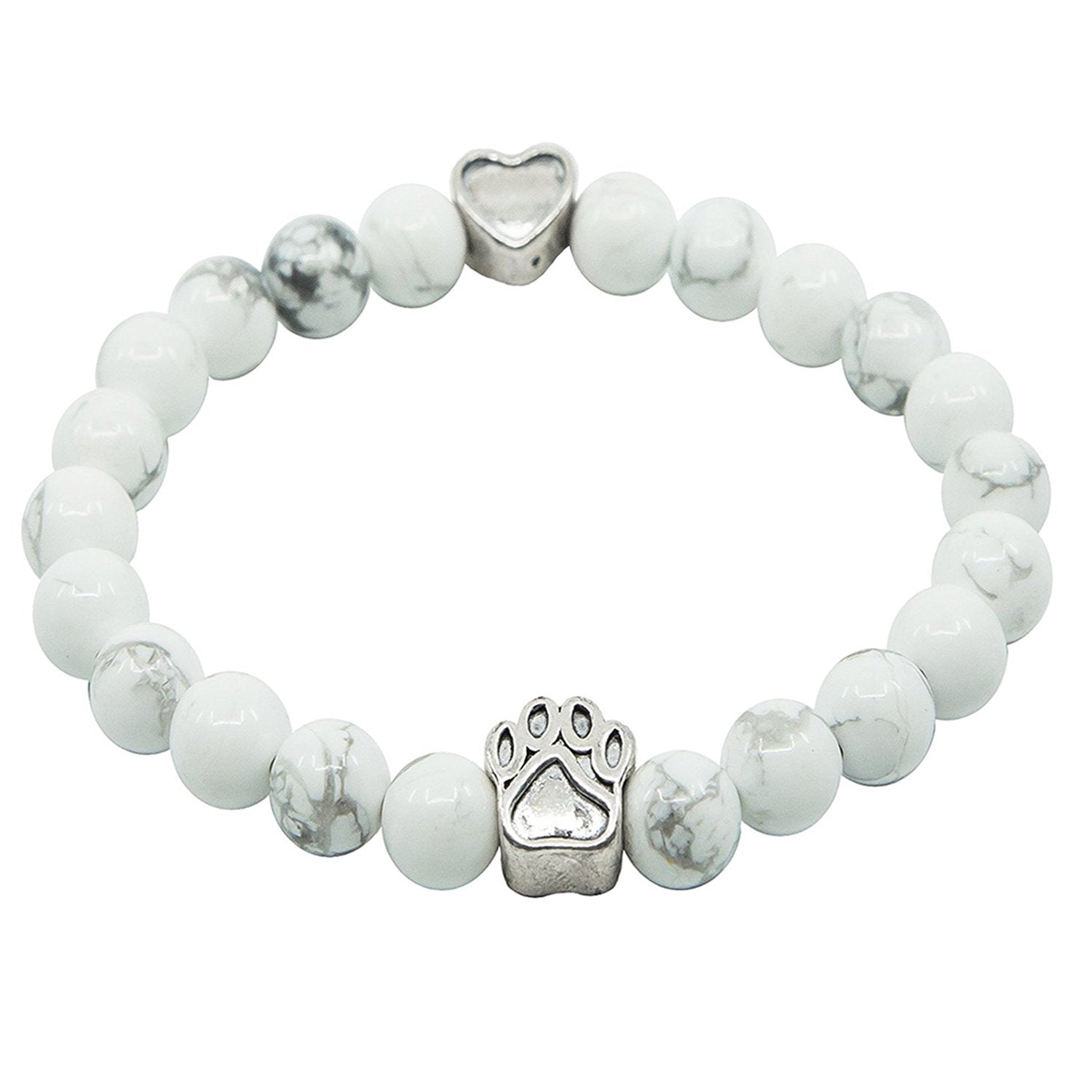 RedSum Pet Memorial Bracelet - 8 Inch White Turquoise Jewelry with Rainbow Bridge Card for Dog Cat Loss Gifts