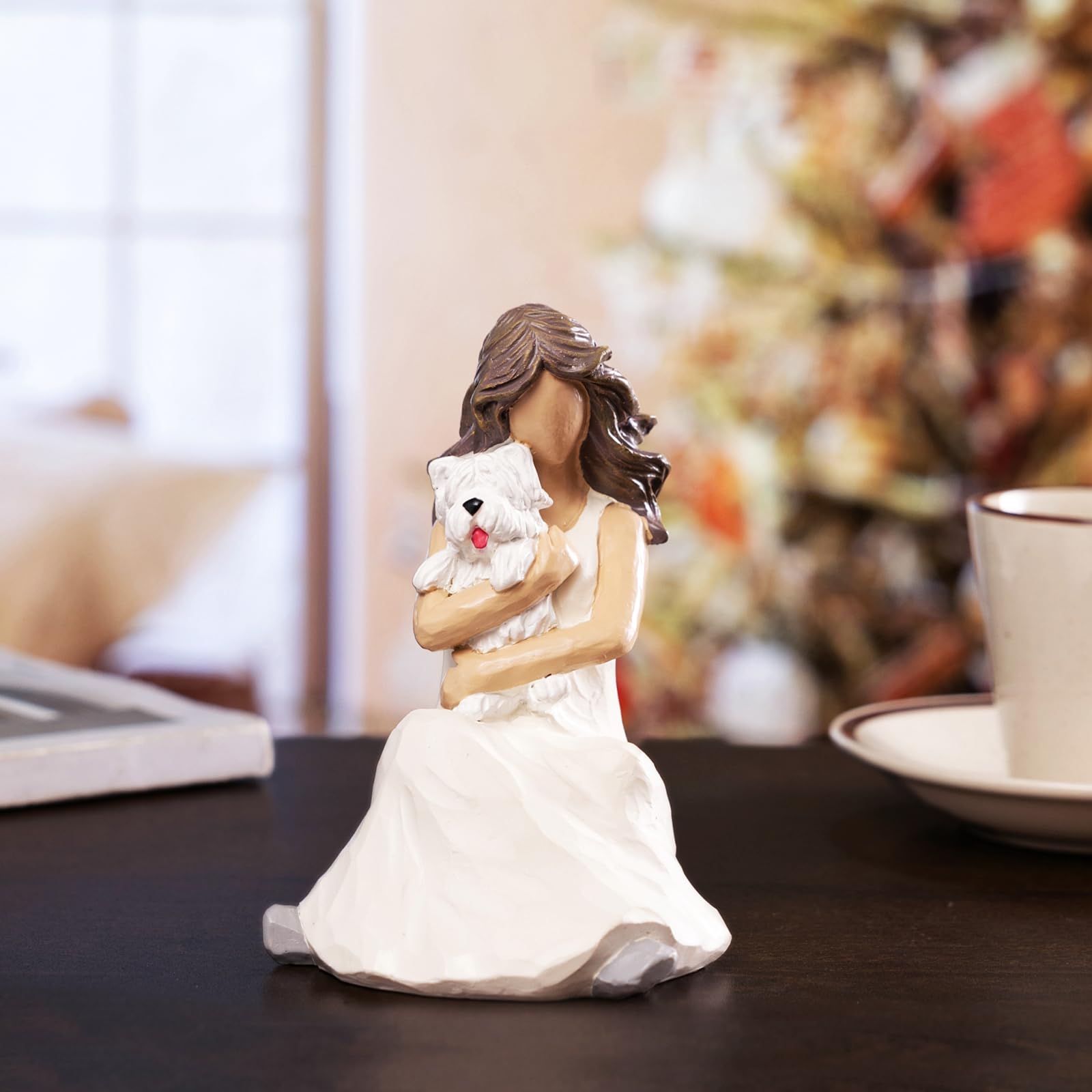 BUTILIVEEN Resin Dog Figurine for Dog Lovers - White Sympathy Memorial Gift