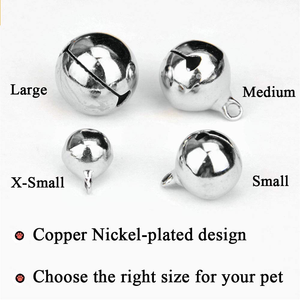 Ivia Pet 4 Sets Cat Bell For Dog Collar Charm Trainingpet Pendant Accessories With 2 Pack Stainless Steel Dog Tag Clips(2 Medium Silver)
