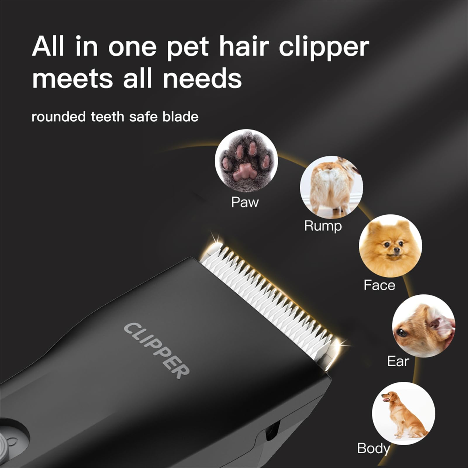 Founouly Prowerful Home Professional Dog Grooming Kit Clipper Low Noise Usb Rechargeable Gifts For Dog Cat Black,Ts006