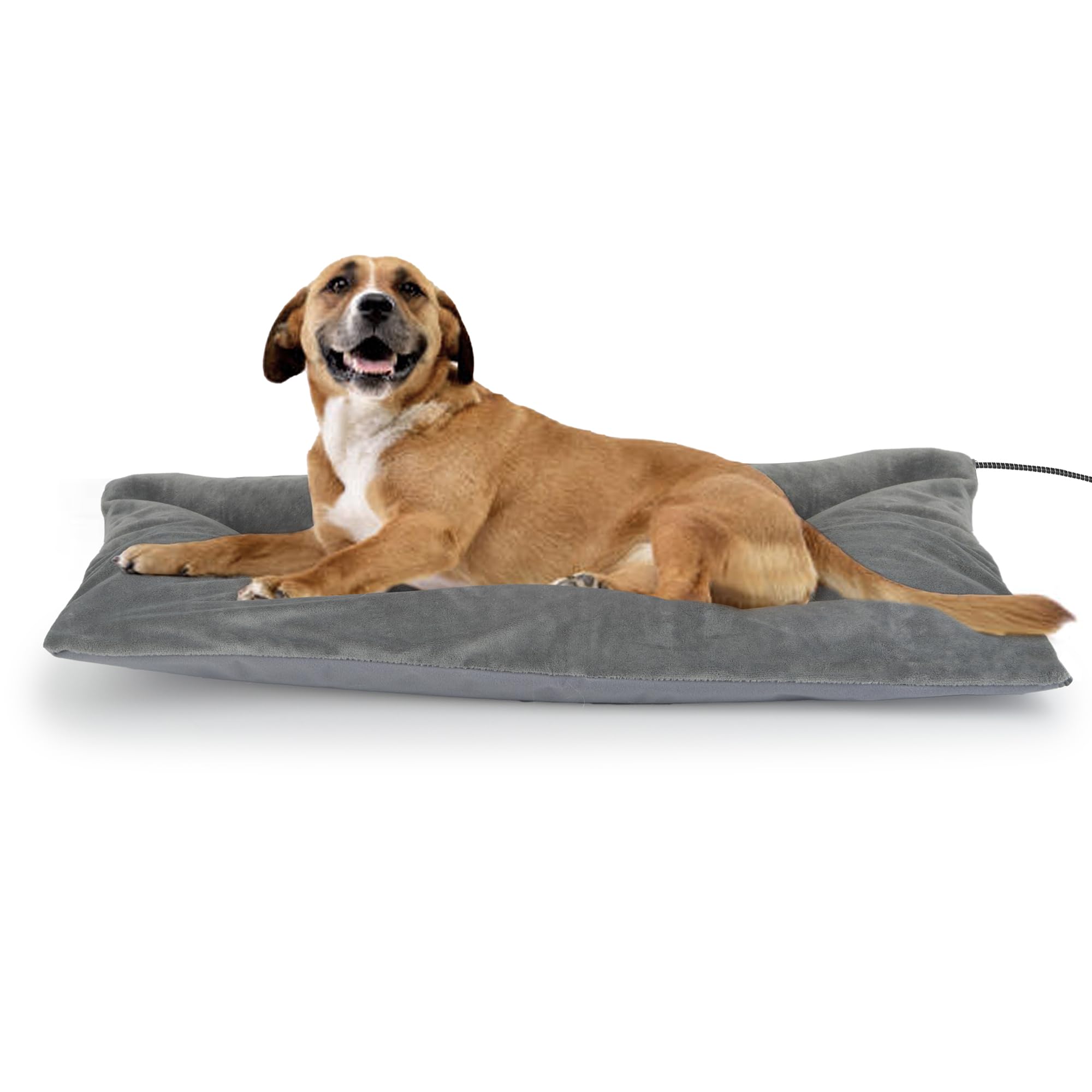 Petace Outdoor Heated Dog Bed, Soft Pet Heating Pad With Steel-Wrapped Cord, Outside Pet Warmer For Feral Cats And Dogs, 35.4 