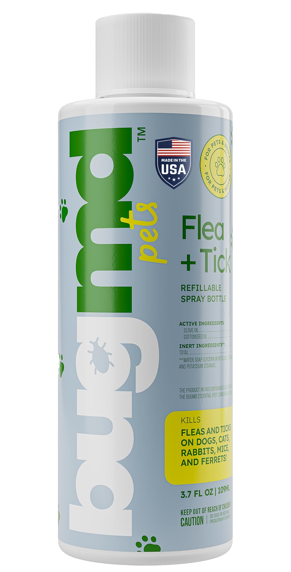 Bugmd Flea And Tick Concentrate (3.7 Oz)- Essential Oil-Powered Formula, Controls Fleas, Ticks, Mites In Dogs, Cats, And Other F