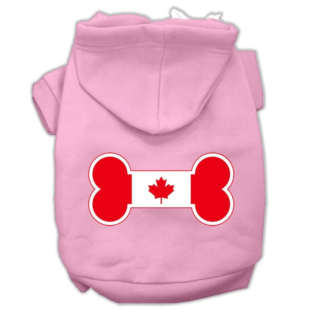 Pet, Dog & Cat Hoodie Screen Printed, 'Bone Shaped Canadian Flag' Light Pink 3Xl (25-35 Lbs.)