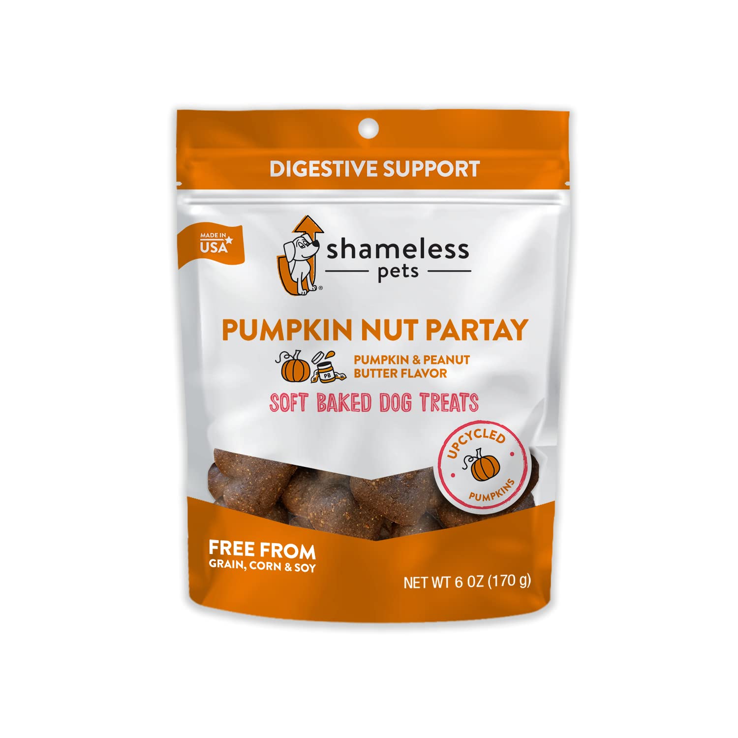 Shameless Pets Soft-Baked Dog Treats, Pumpkin Nut Partay - Natural & Healthy Dog Chews for Digestive Support with Fiber - Made i