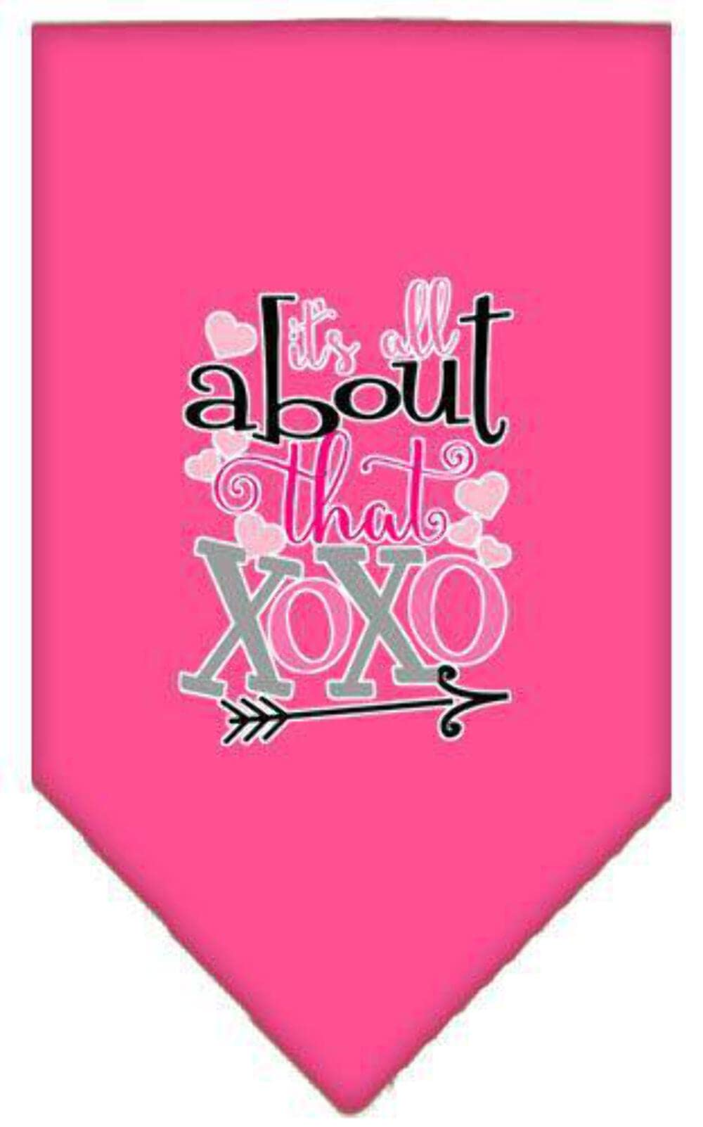 Pet and Dog Bandana Screen Printed, "It's All About That XOXO" Turquoise Small