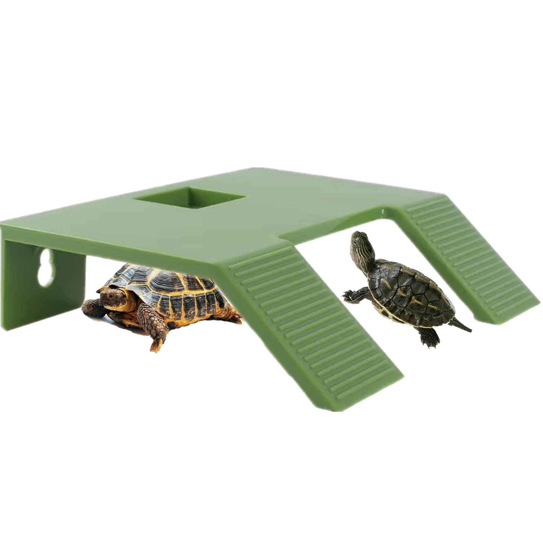 Turtle Resting Basking Platform, Double Ladder Plastic Turtles Ramp, Tortoise Climbing Resting Terrace for Frog Terrapin Reptile
