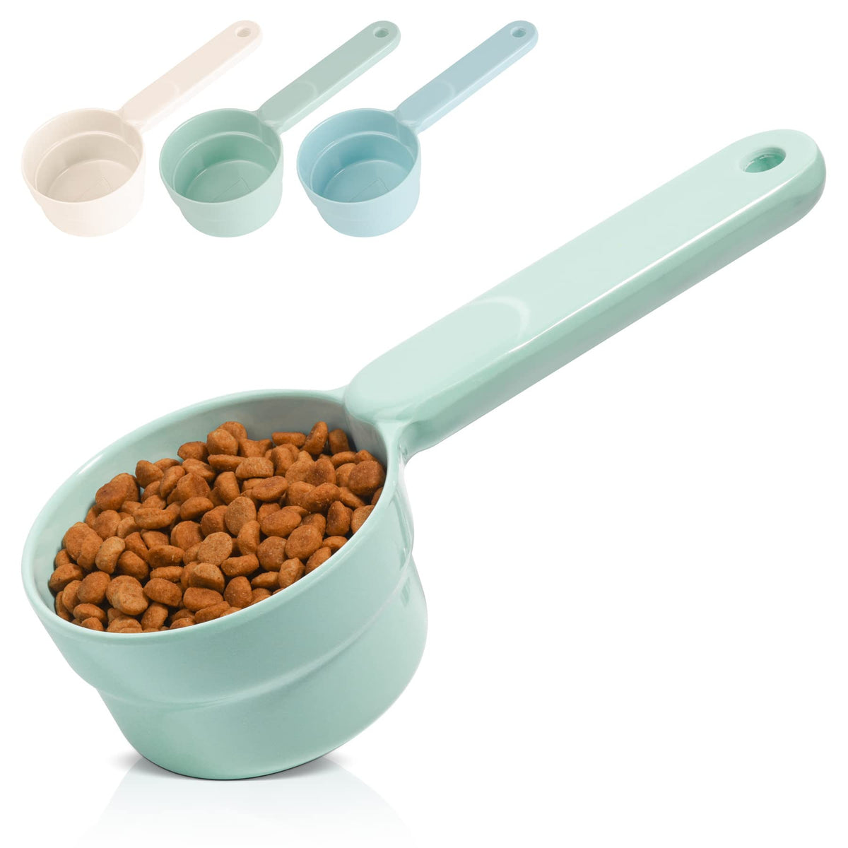 Msbc Melamine Dog Food Scoop 1 Cup, Pet Food Measuring Cup, Comfortable Long Handle Scoop For Dog, Cat, Ferret And Rabbit Food, Food-Grade Pet Food Feeding Scoop Dishwasher Safe (Light Green)