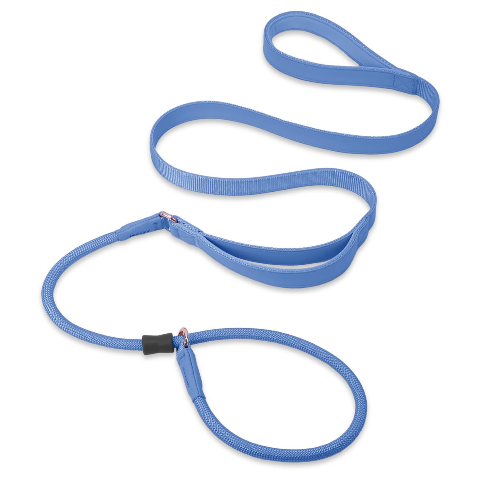 Slip Lead Dog Leash With Double Handle - Soft Leather Collar, Heavy Duty Nylon Lead For No Pull Walking - 6Ft Blue Purple For Sm