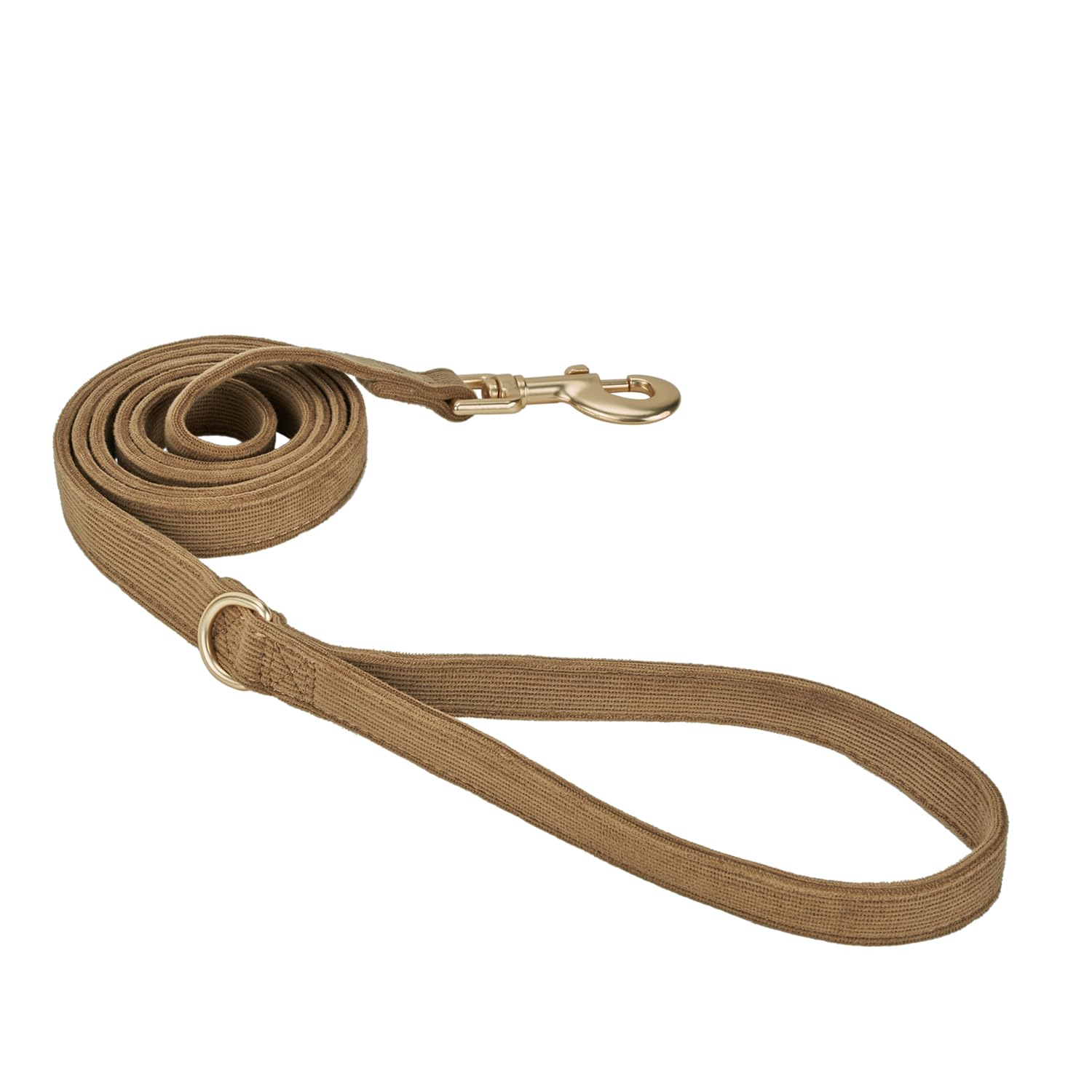 Petiry Soft Corduroy Fibric Dog Leash, 5 Feet Length Lead With Heavy Duty Rotating Hook, For Small Medium Dogs.(S,Brown)