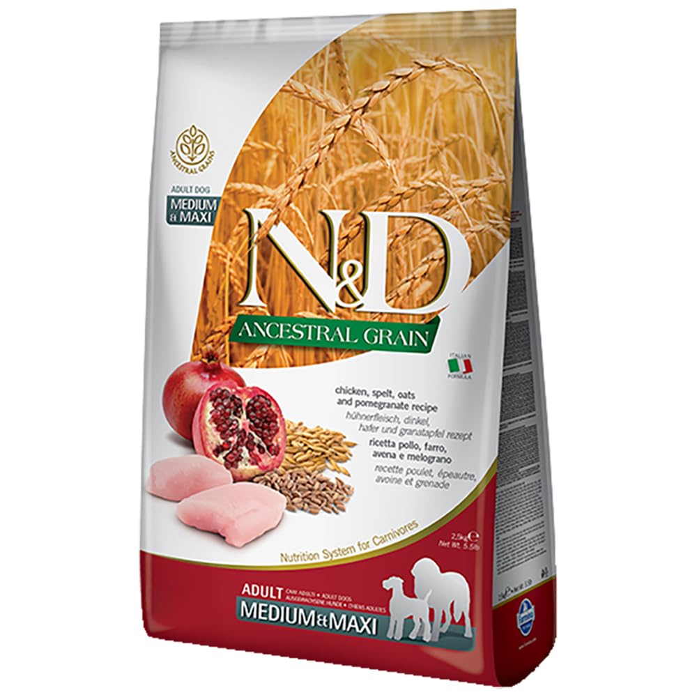 Farmina Natural And Delicious Ancestral Low-Grain Formula Dry Dog Food, 26.5-Pound, Lamb