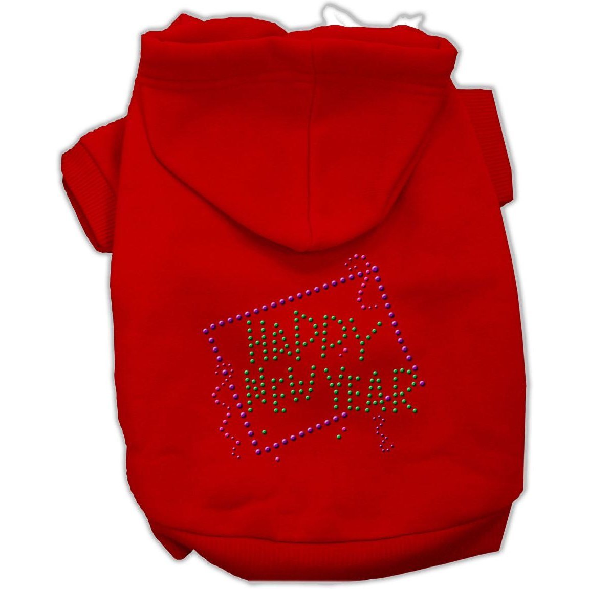 Pet, Dog & Cat Hoodie Rhinestone, 'Happy New Year' Red Xl (14-20 Lbs.)