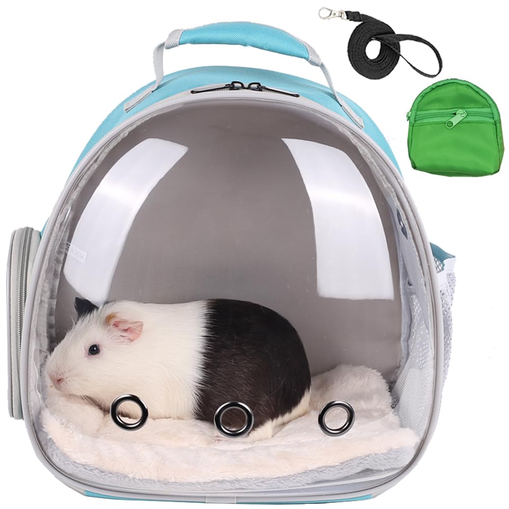 Portable Guinea Pig Backpack With Small Bag Harness And Leash Set, Space Capsule Bubble Pet Carrier Cage Travel For Rabbit, Bear