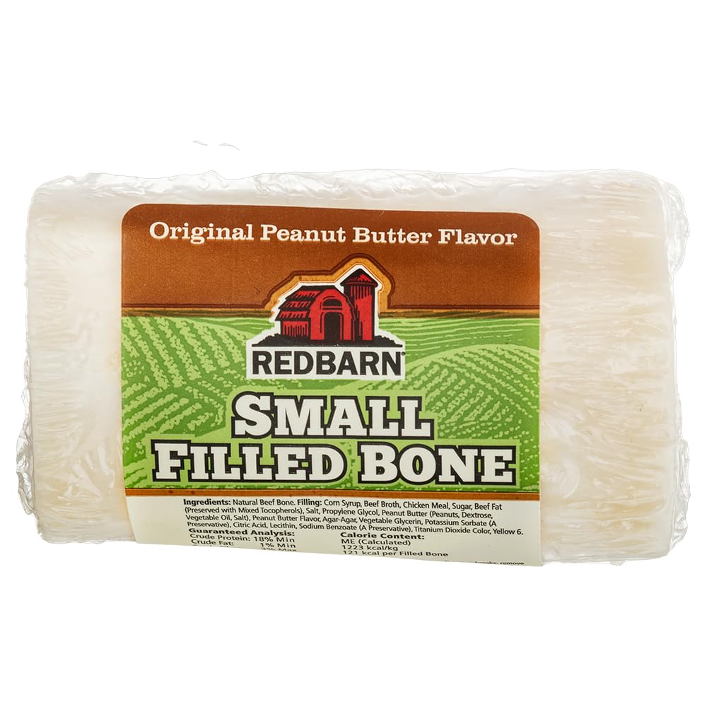 Redbarn Small Filled Dog Bones, Peanut Butter Flavor - Long Lasting Stuffed Femur Chew Treat Made in USA for Aggressive Chewers