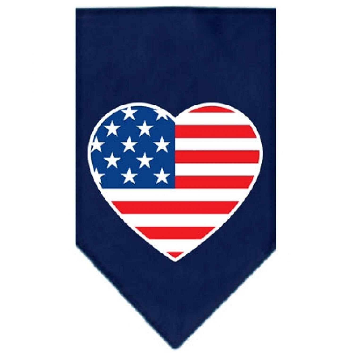 Mirage Pet Products American Flag Heart Screen Print Bandana Navy Blue, Small