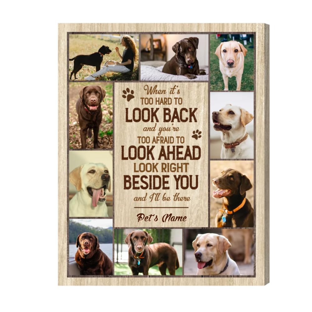 Benicee Shop Custom Pet Photo Collage Canvas Print, Dog Photo Gifts, Pet Personalized Gifts, Dog Memorial Frame
