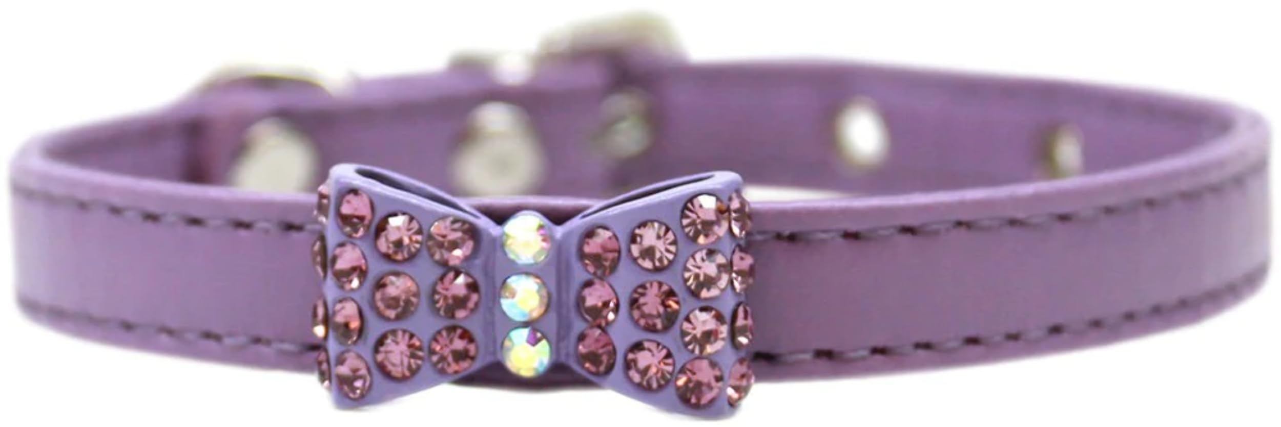 Dog, Puppy & Pet Fashion Collar, &quot;Bow-Dacious Crystal&quot; Light Pink 16