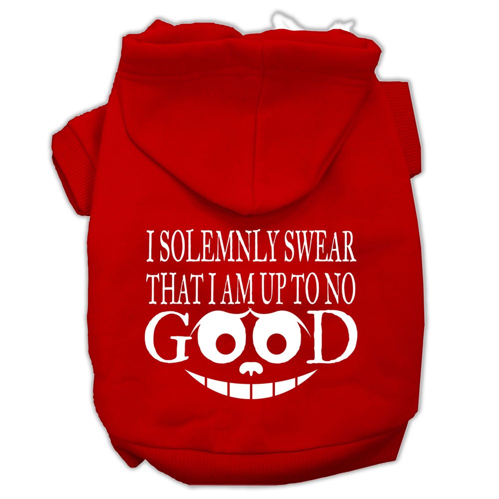 Pet Dog & Cat Hoodie Screen Printed, 'I Solemnly Swear That I Am Up To No Good' Red Xl (14-20 Lbs.)