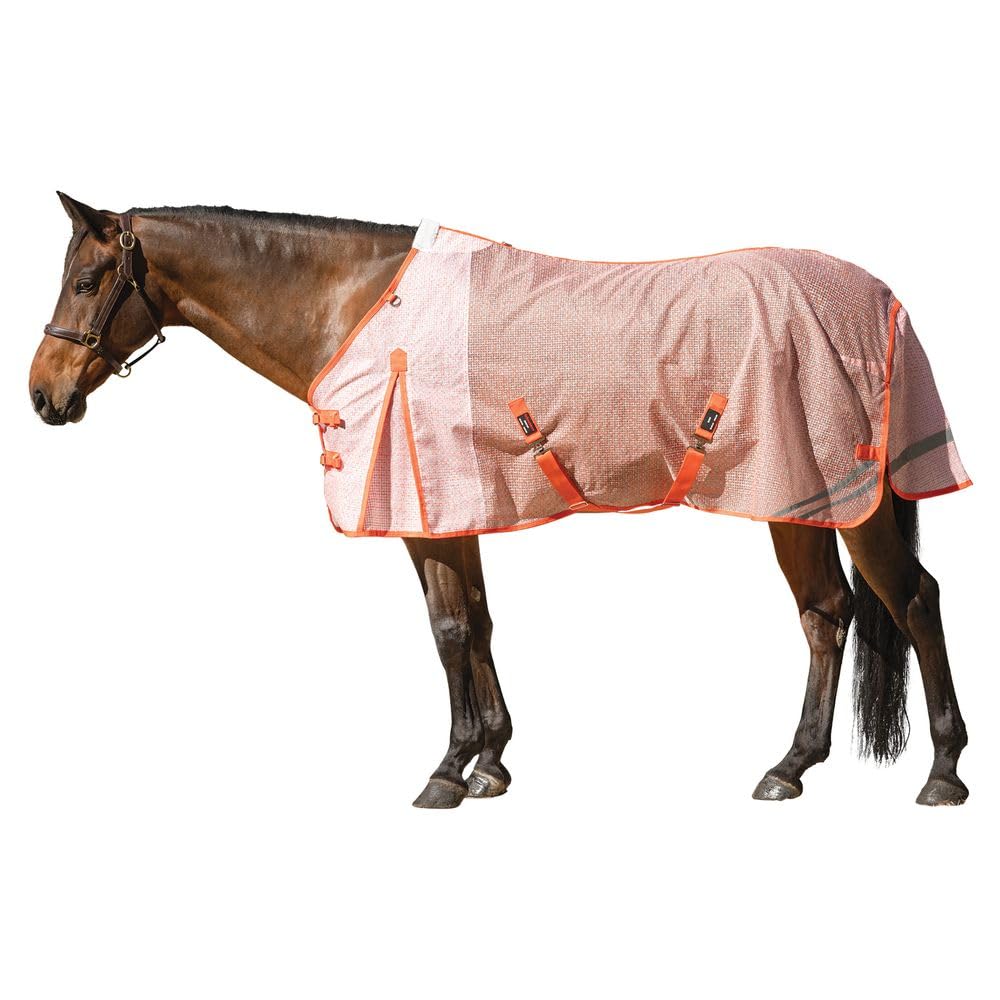 Schneiders Ripstop Nylon Mesh Ii Horse Fly Sheets | Optimal Airflow & Uv Protection | Euro Surcingle | Color Orange | Size 70