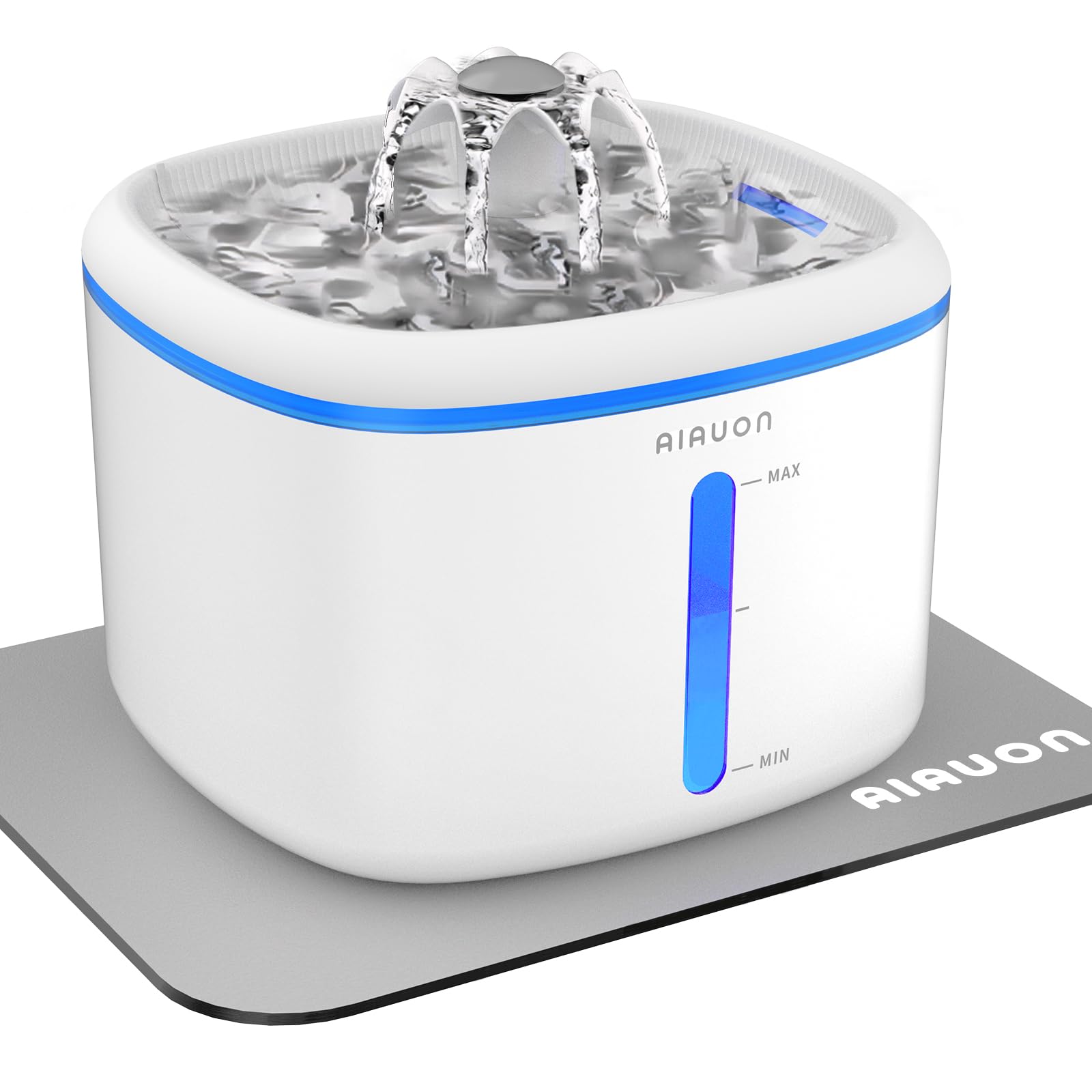 Aiauon Cat Water Fountain 84Oz/2.5L - Automatic Pet Fountain & Dog Water Dispenser With Replacement Filters & Feeding Mat For Ca