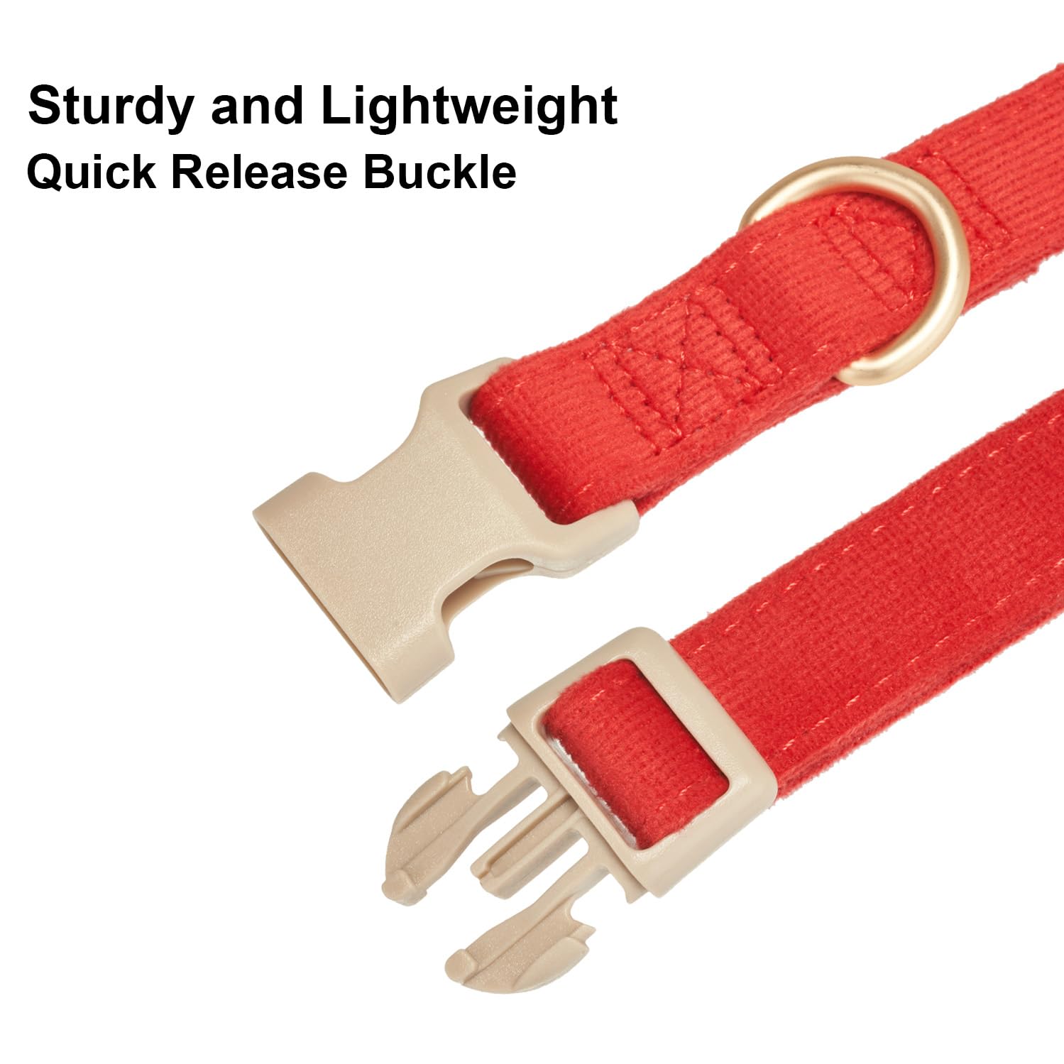Yudote Soft Cotton Dog Collar Adjustable Corduroy Dog Collars For Small Medium Large Dogs(Red,Large)