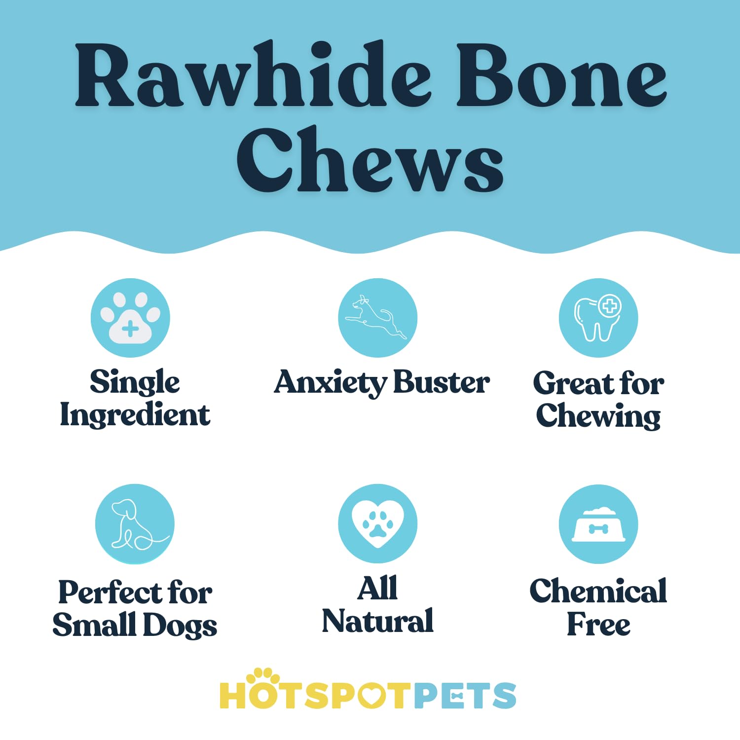 hotspot pets 4-5 Inch Rawhide Dog Chew Bones - Choice of 10, 20, 30 Packs - from Grass Fed Brazilian Cows - Promotes Dental Hygi