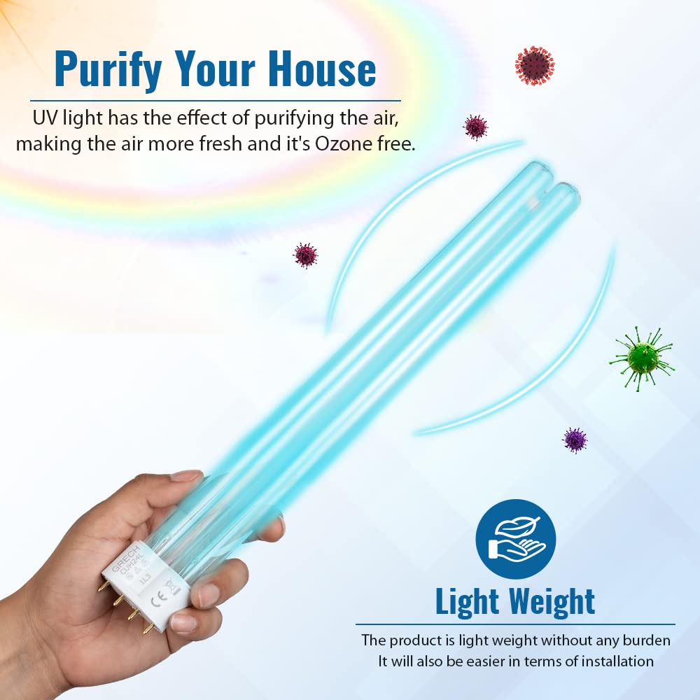 OXYFUL 24W UV Ultraviole 2G11-4 Pin Base Replacement Light Clarifier Lamp Filter for Aquarium Koi Pond Fish Tank Compatible to C