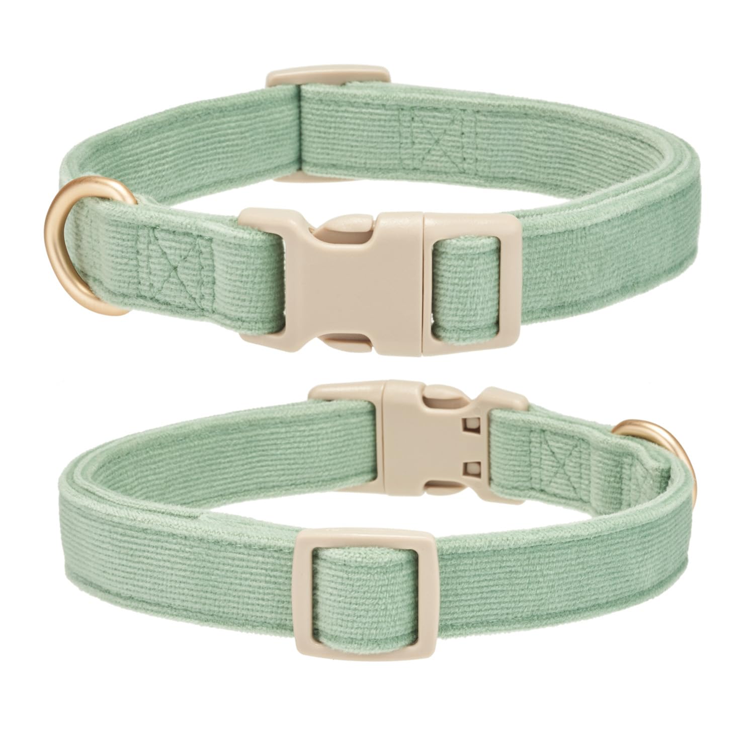 Yudote Soft Cotton Dog Collar Adjustable Corduroy Dog Collars For Small Medium Large Dogs(Grass Green,Large)