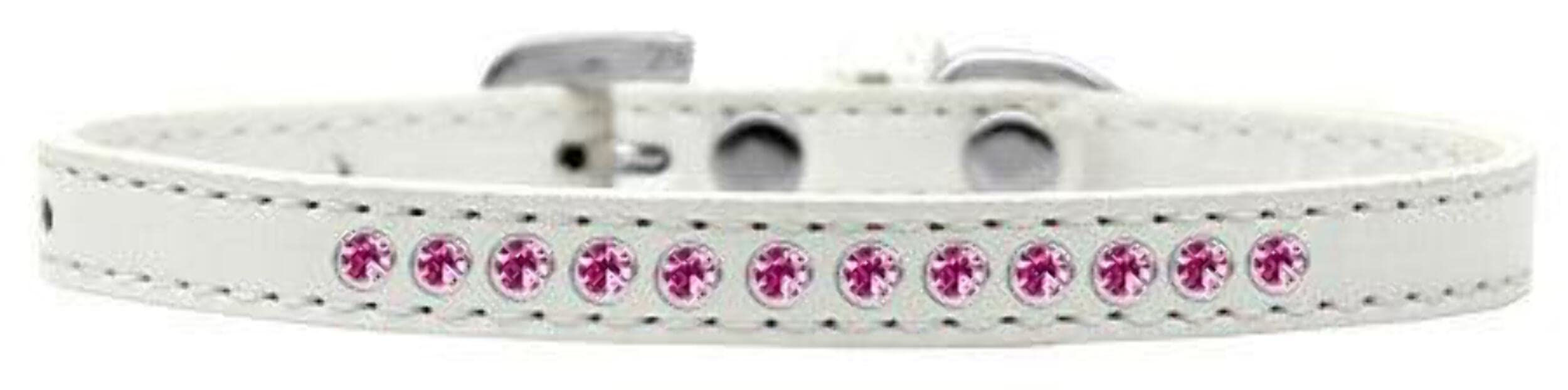 Dog, Puppy & Pet Fashion Collar, Bright Pink Crystal Rimsets White 12