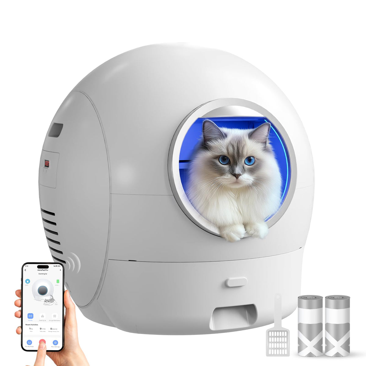 Cawypety S2 Self Cleaning Cat Litter Box: Large Smart Automatic Litterbox For Multiple Cats With App Control, Odor-Free,Safe Inc