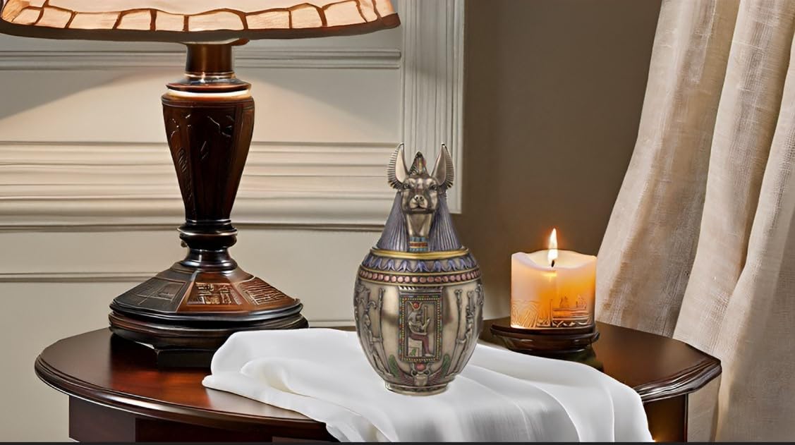 Rare Egyptian Anubis Dog Memorial Urn Canopic Jar