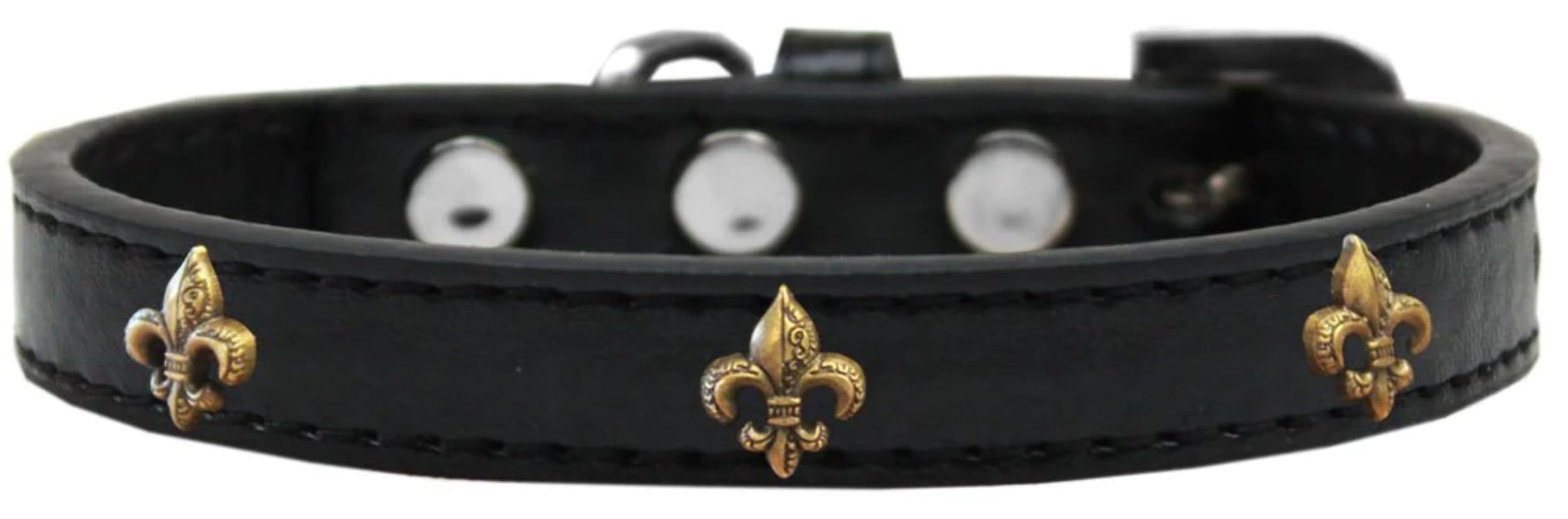 Dog, Puppy & Pet Widget Fashion Collar, Bronze Fleur De Lis Red 10