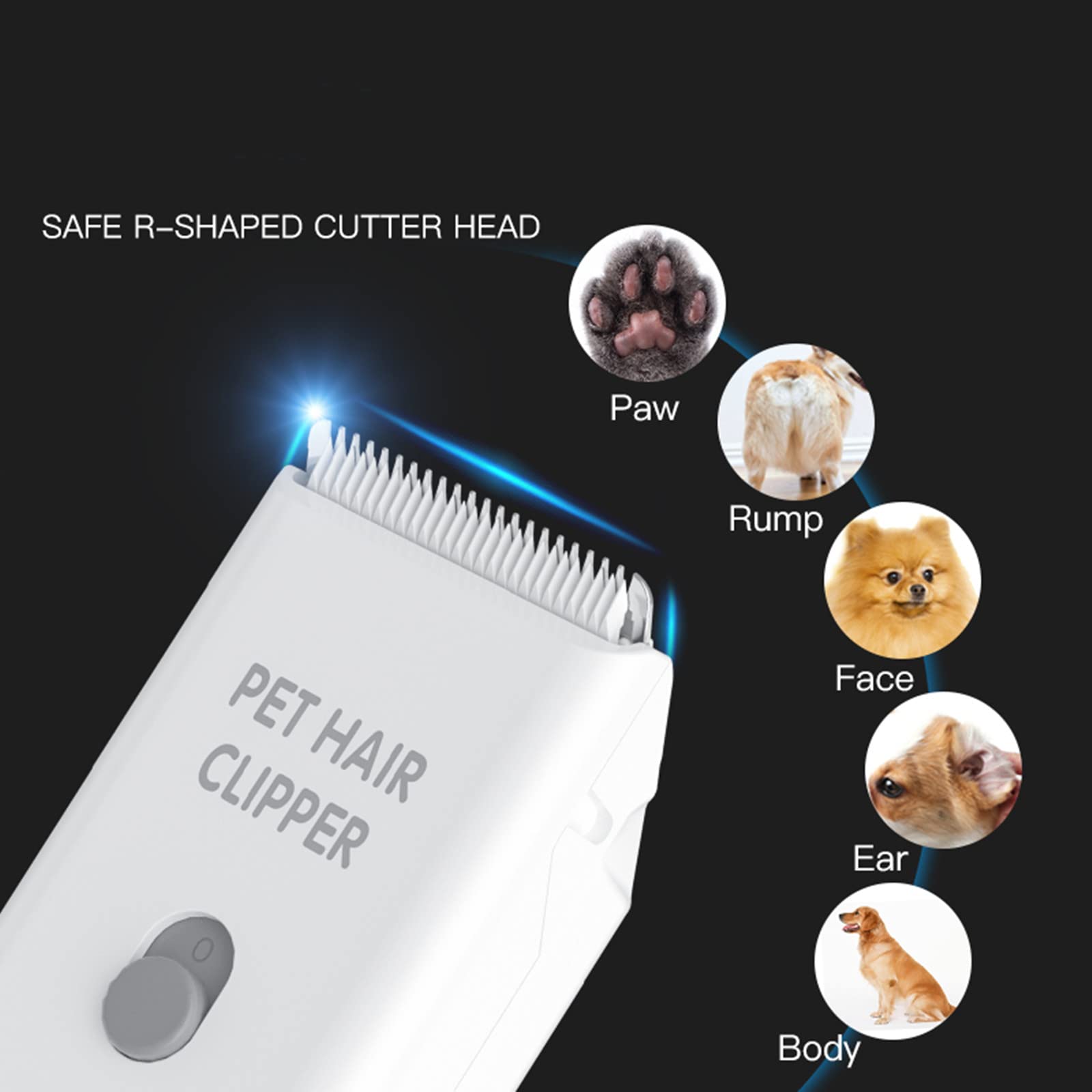 Replaceable Charging Cable&Standard Size Ceramic Blade Set,Pet Dog Hair Clipper Cat Trimmer Used Blade