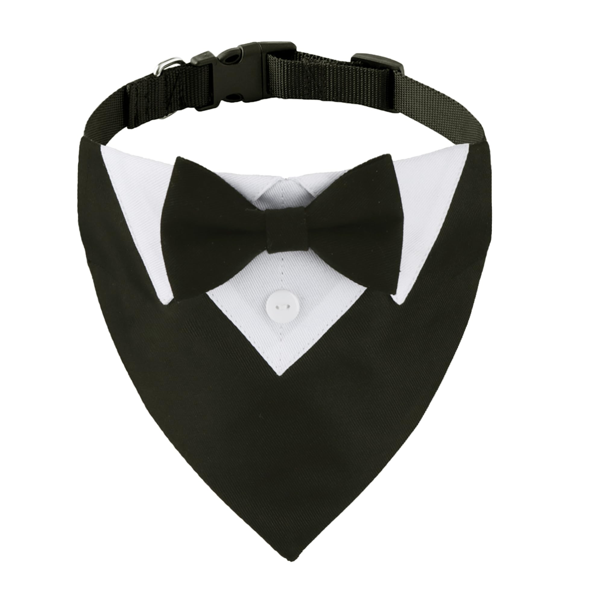 ADOGGYGO Formal Dog Tuxedo, Wedding Dog Collar with Bow Tie, Adjustable Pet Wedding Collar Bandana for Small Medium Large Dogs (