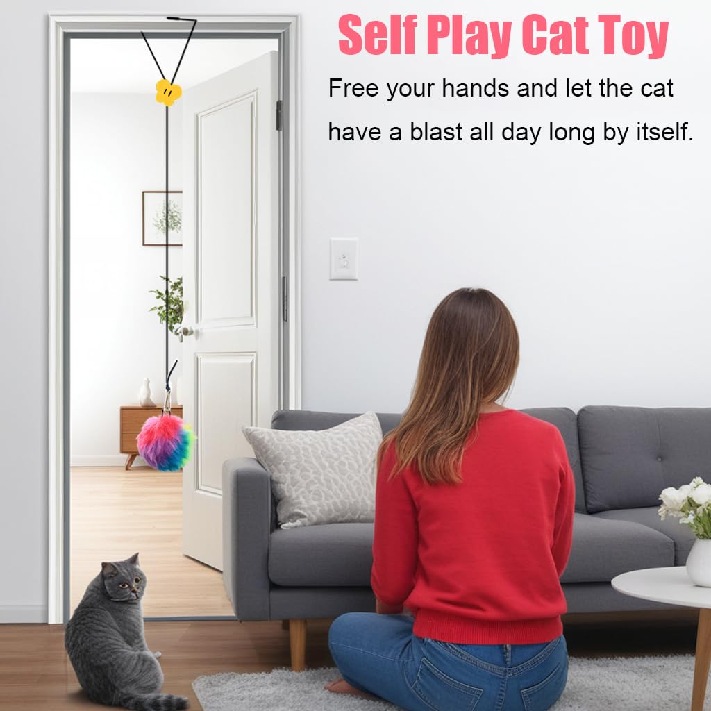 Oodosi Interactive Cat Toys, Self Play Hanging Door Cat Toys For Indoor Cats Kitten Exercise Toy For Bored Cats