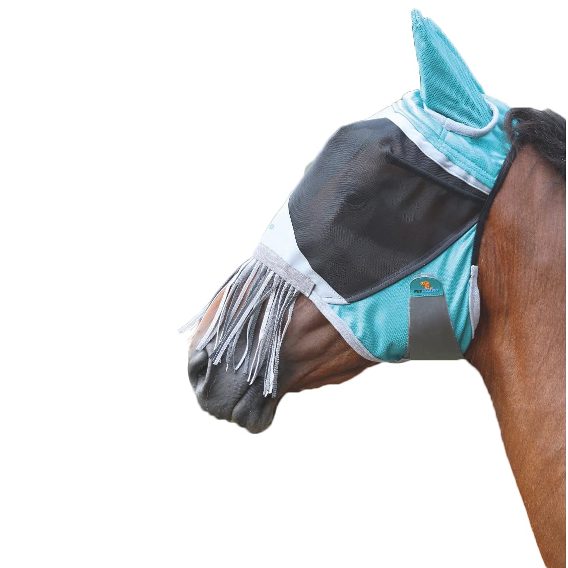 Deluxe Fly Mask With Nose Fringe (Extra Full, Green)