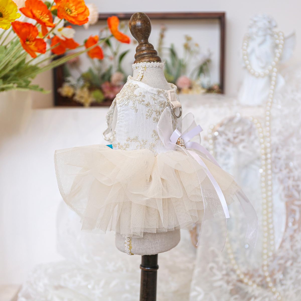 Marupet Fashion Sweet Puppy Dog Blingbling Princess Skirt Pet Dog Lace Cake Camisole Tutu Dress E-White S