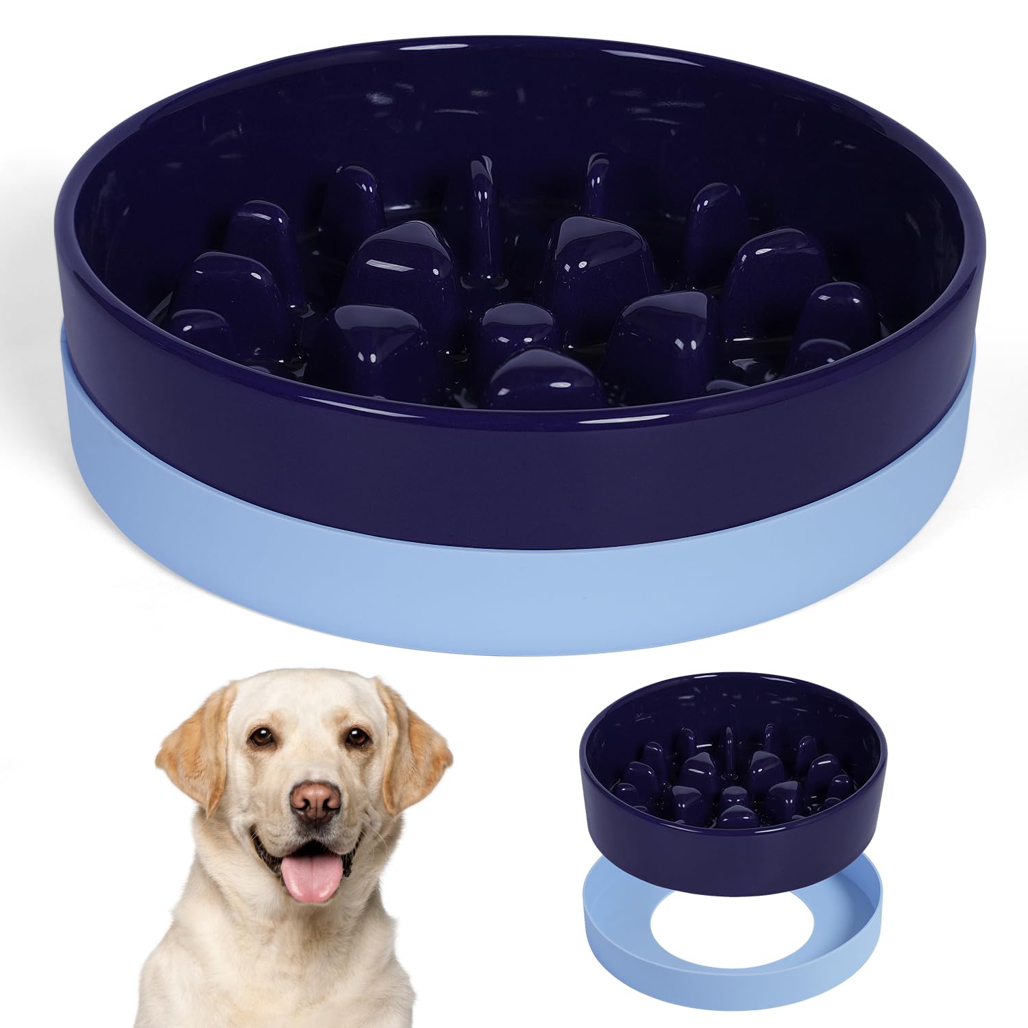 Sted Ceramic Slow Feeder Dog Bowls for Medium Large Breed, Slow Feeding Dog Bowl, Dog Food Bowls for Fast Eaters, Slow Down Eati