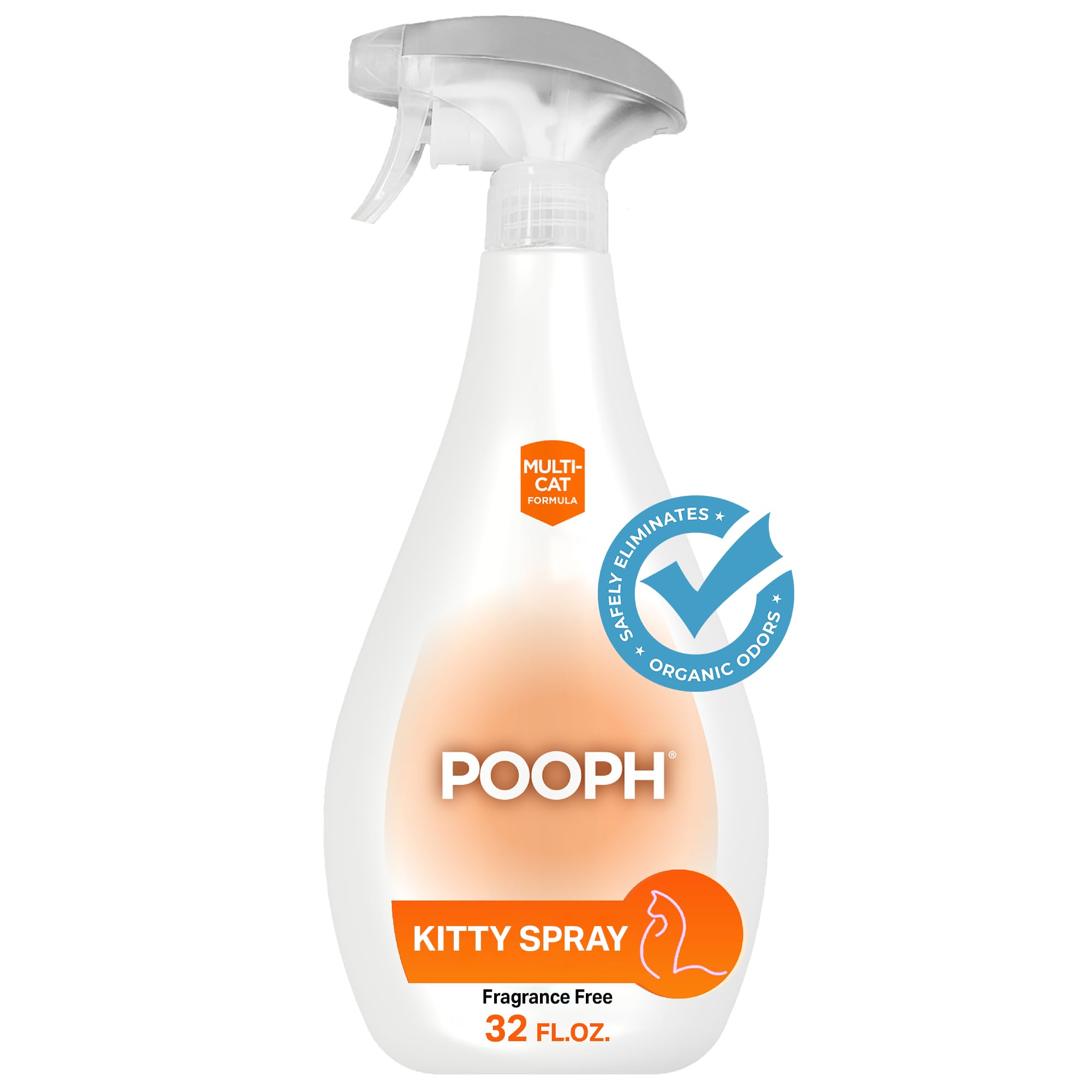 Pooph Kitty Litter Box Deodorizer, 32Oz Spray - Dismantles Odors On A Molecular Basis, Cats, Freshener, Eliminator, Urine, Poop, Pee, Deodorizer, Natures, Fresh, Clean, Furniture, Potty, Safe