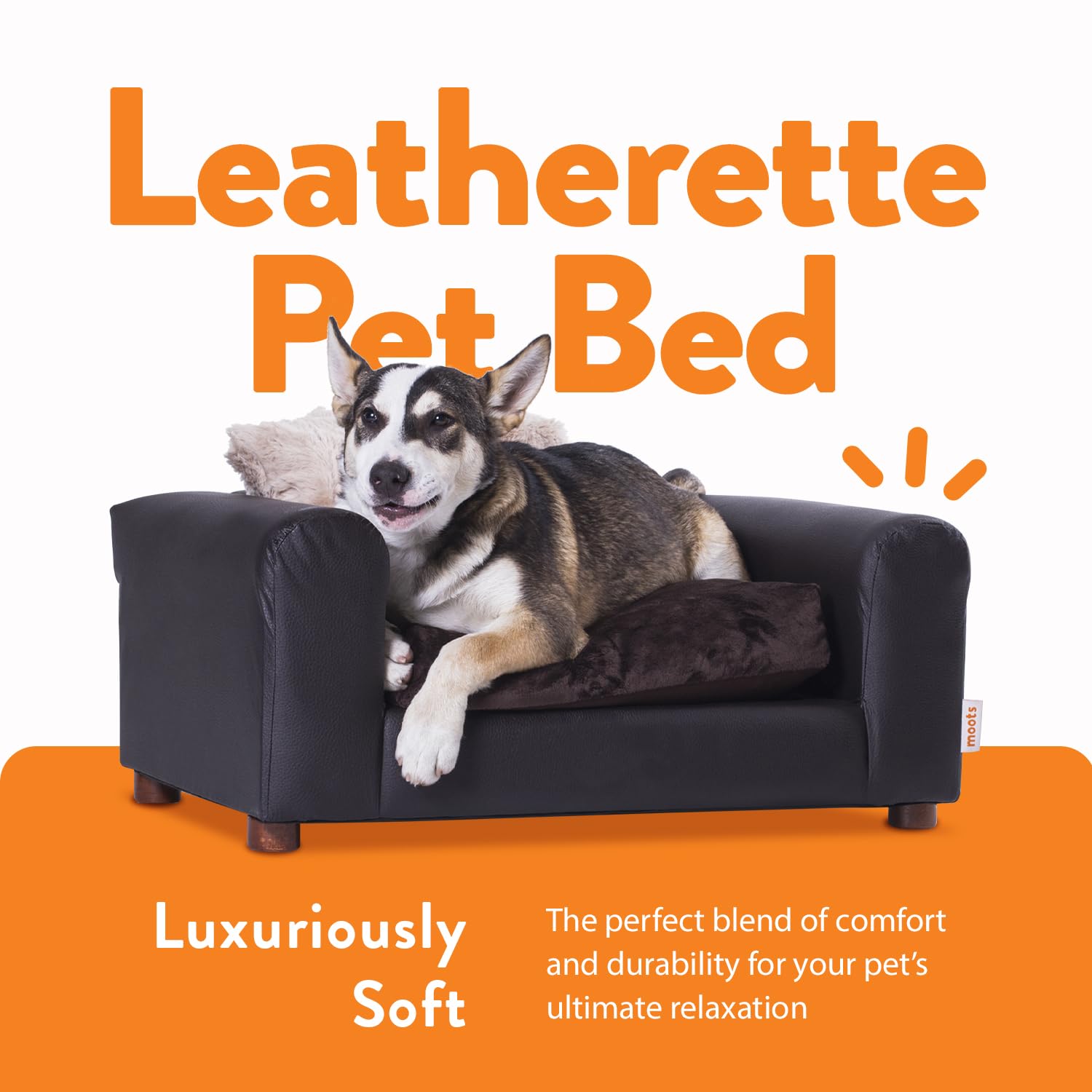 Moots Premium Leatherette Pets Sofa, Espresso, Small