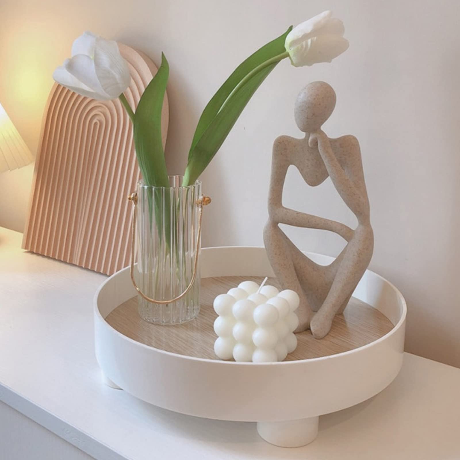 Dnoifne The Thinker Sculpture, Aquarium Ornaments, Abstract Sculpture Statue, Gift Art Decorative, Home Decor Figurine (Left, La