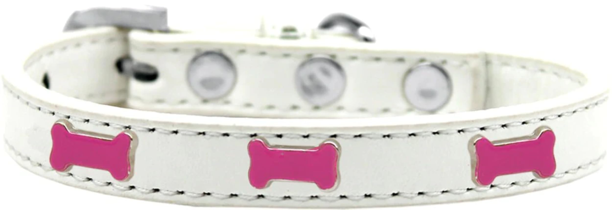 Dog, Puppy & Pet Widget Fashion Collar, Pink Bone Black 10