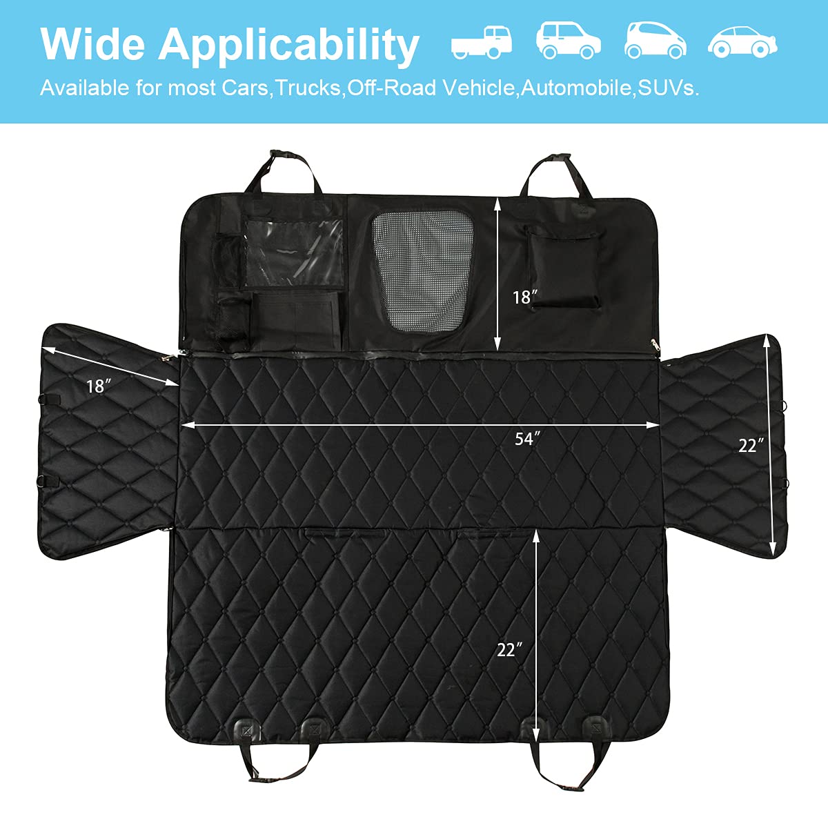 Sevvis Car Dog Cover Back Seat - Pet Car Seat Covers - Dog Hammock For Car Backseat Waterproof, Dog Car Seat Cover For Back Seat With Mesh Window,Seat Cover For Dogs Durable Nonslip Suv