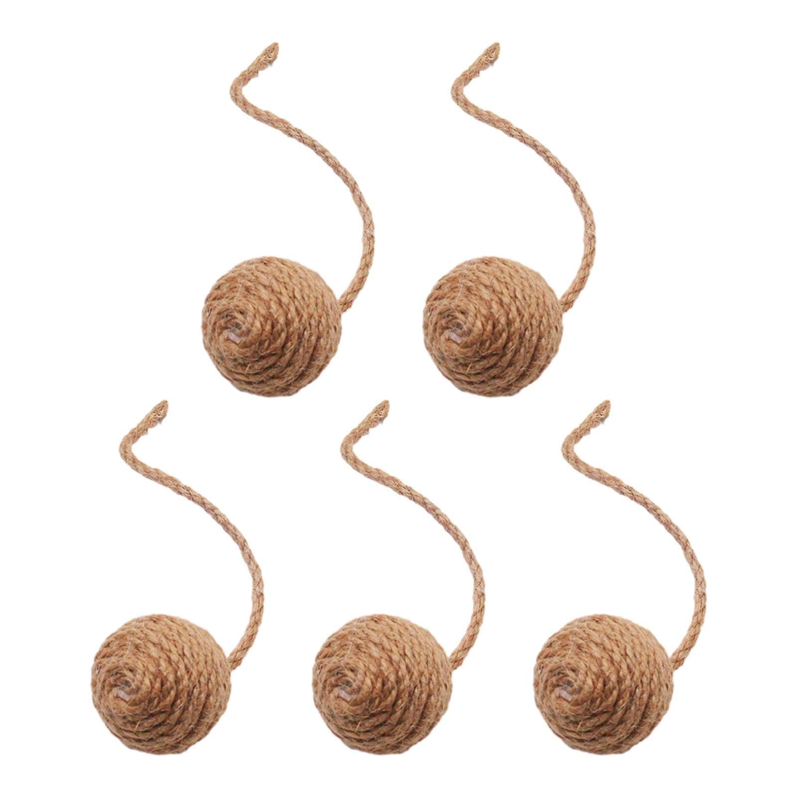 Myaddiction 5 Pieces Cat Toys Sisal Ball Self Play For Small Medium Cats Cat Teaser Toys 4.5Cm Yellow