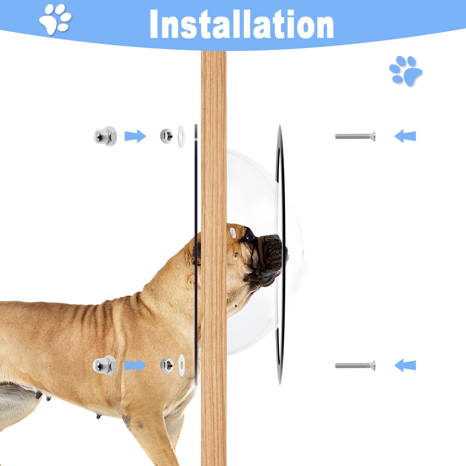 Hedday 2 Pack Dog Fence Window,12.4 In Acrylic Clear Pet Dome View Playground Doggie Wood Fence Window Bubble Peek Window For Do