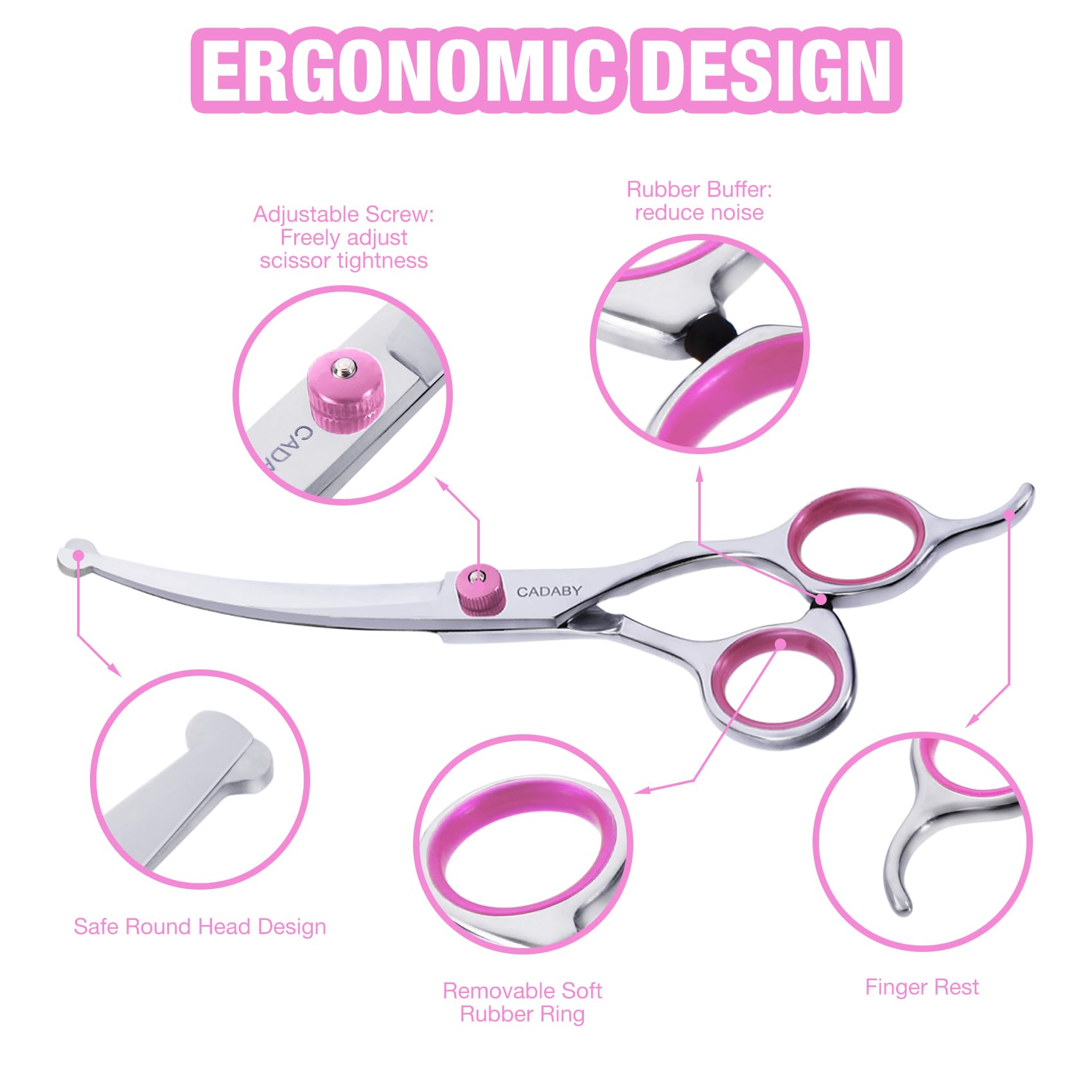 Cadaby Dog Grooming Scissors Kit With Safety Round Tips, 3 In 1 Professional Dog Grooming Scissors, 4Cr Stainless Steel Pet Groo