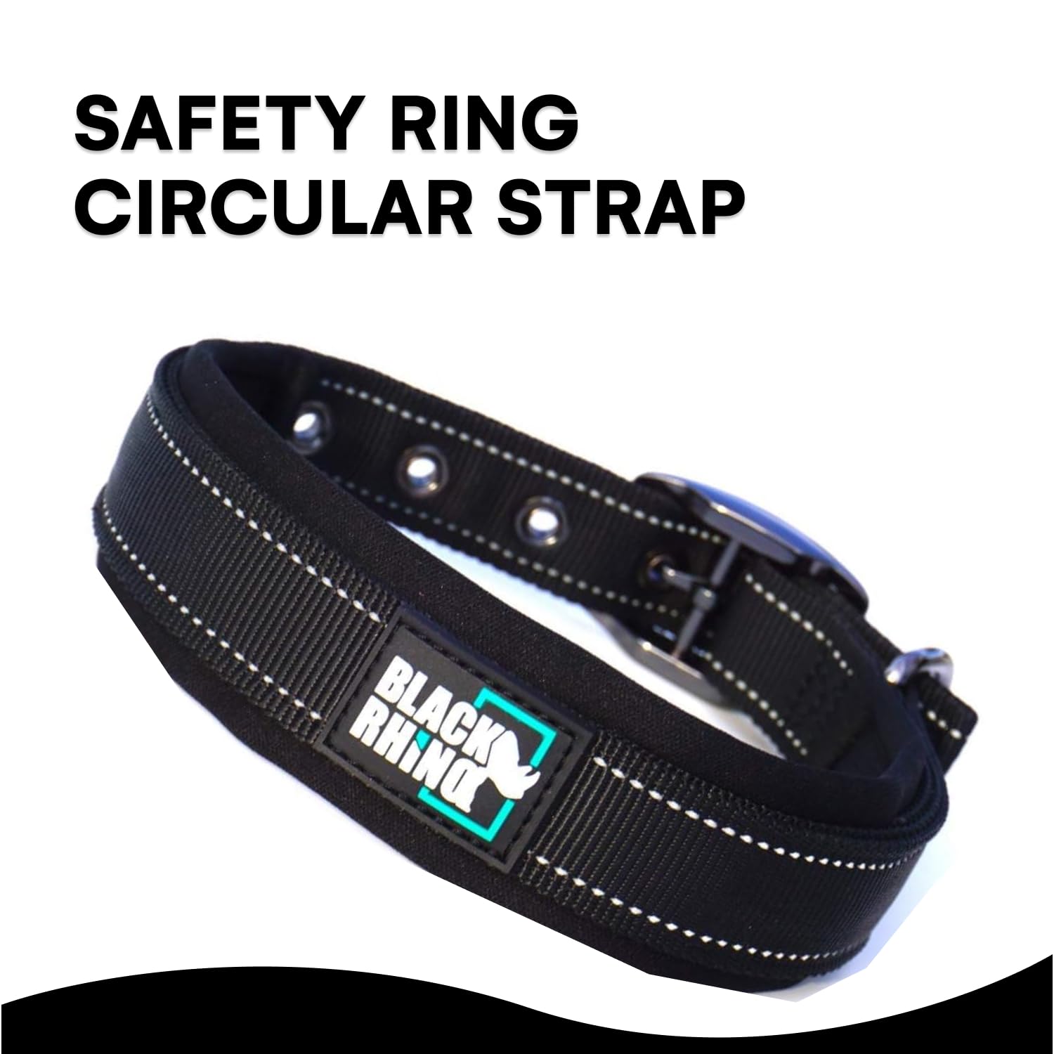 Black Rhino - The Comfort Collar Ultra Soft Neoprene Padded Dog Collar For All Breeds - Heavy Duty Adjustable Reflective Weatherproof (Large, Black)