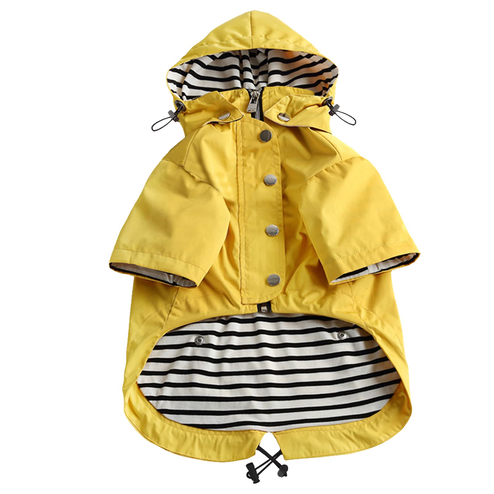 Morezi Dog Zip Up Dog Raincoat With Reflective Buttons, Rain/Water Resistant, Adjustable Drawstring, Removable Hood, Dog Raincoa