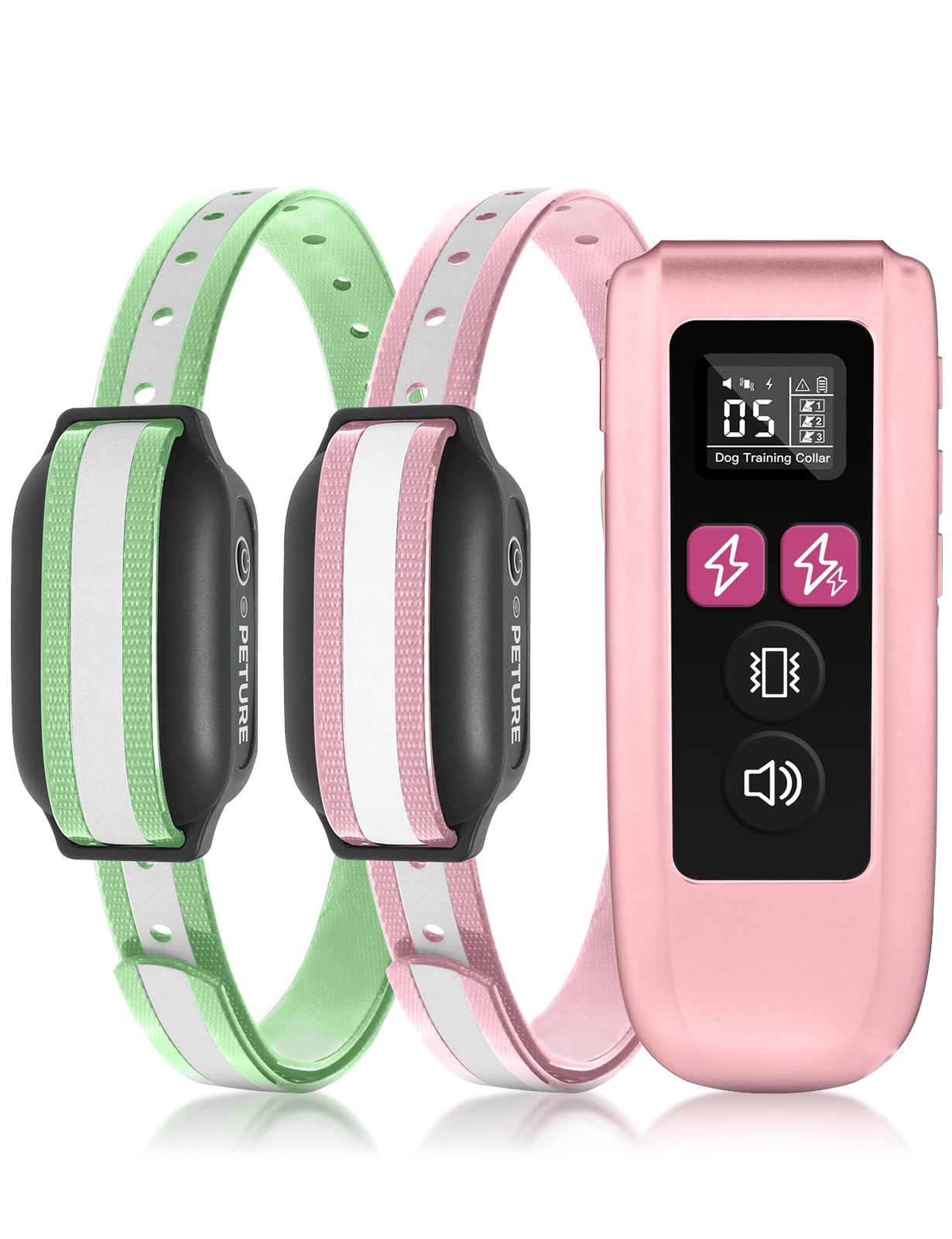 Dog Training Collar for 2 Dogs (10-120lbs), IPX7 Waterproof 4 in 1 Dog Correction Collar with Remote, 3300Ft Bark Collar With Re