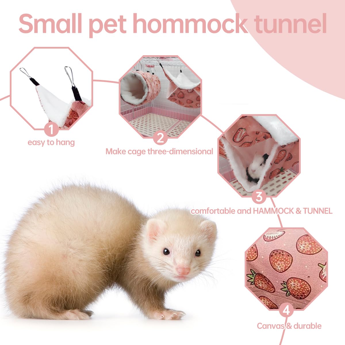 Eaedmy Rat Ferret Hammock Toys Cage Accessories, Guinea Pig Hideout Tunnel, Warm Bed For Rat Ferret Guinea Pig Sleep Hide And Pl