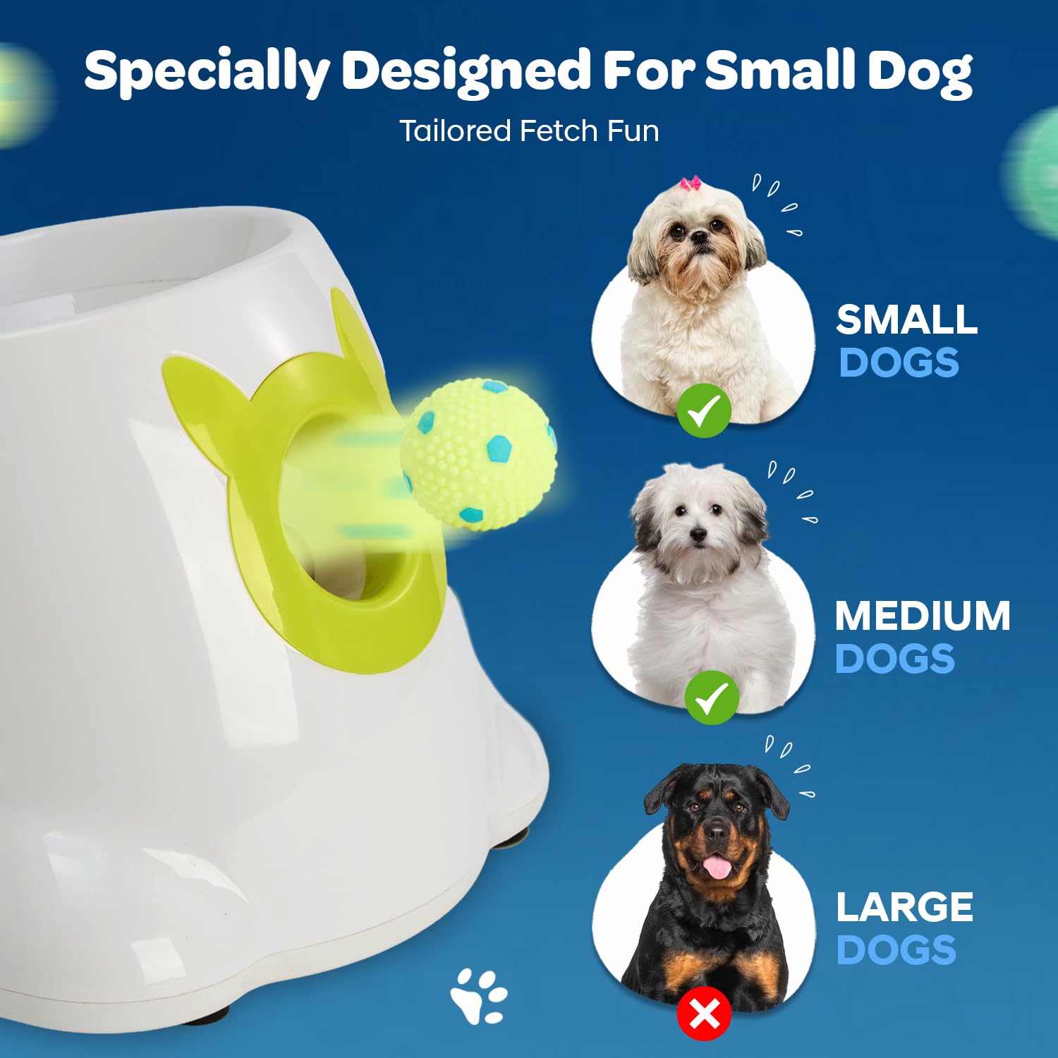 Automatic Small Dog Ball Launcher - Remote Control Interactive Fetch Machine Thrower For Small And Medium Sized Dogs With 6 High